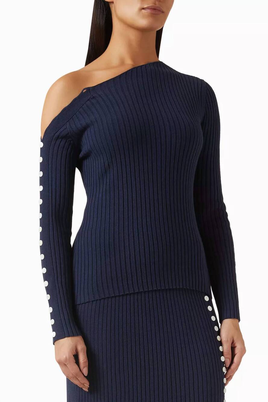 NEW ANNA QUAN bryn one-shoulder top in sailor